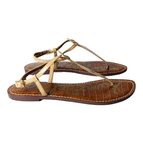 SAM EDELMAN Gigi Tan Patent Leather Sandals Size 8.5 - Picture 3 of 7